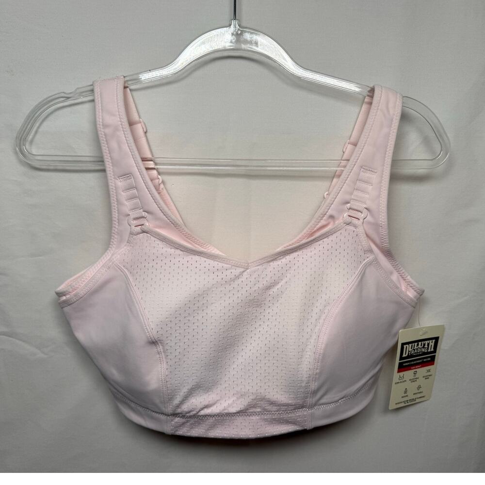 Duluth Trading Company Ajustabust High Impact Bra, Pink, Size 14 New!